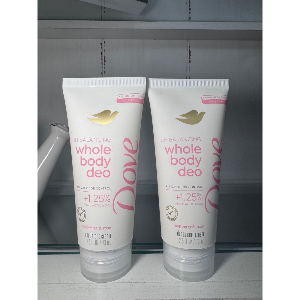 Dove Whole Body Deo Raspberry Rose Deodorant Cream 2.5oz 2 Pack Aluminum Free